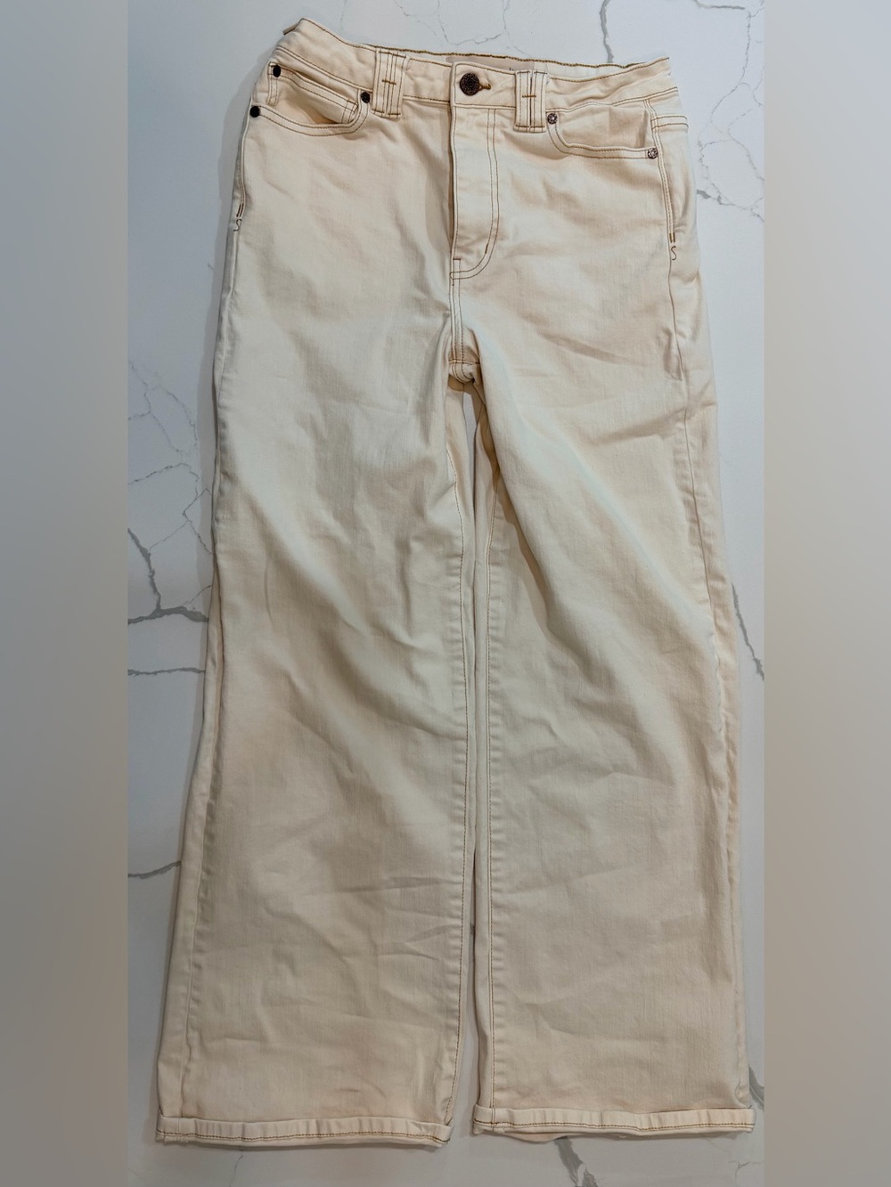 Soft Surroundings Cream Wide-Leg Jeans